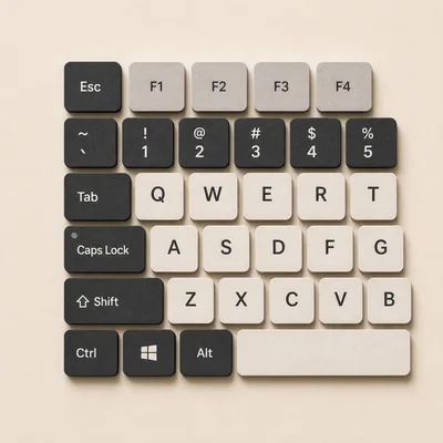 Top Down View Of A Minimalist Mechanical Keyboard Layout