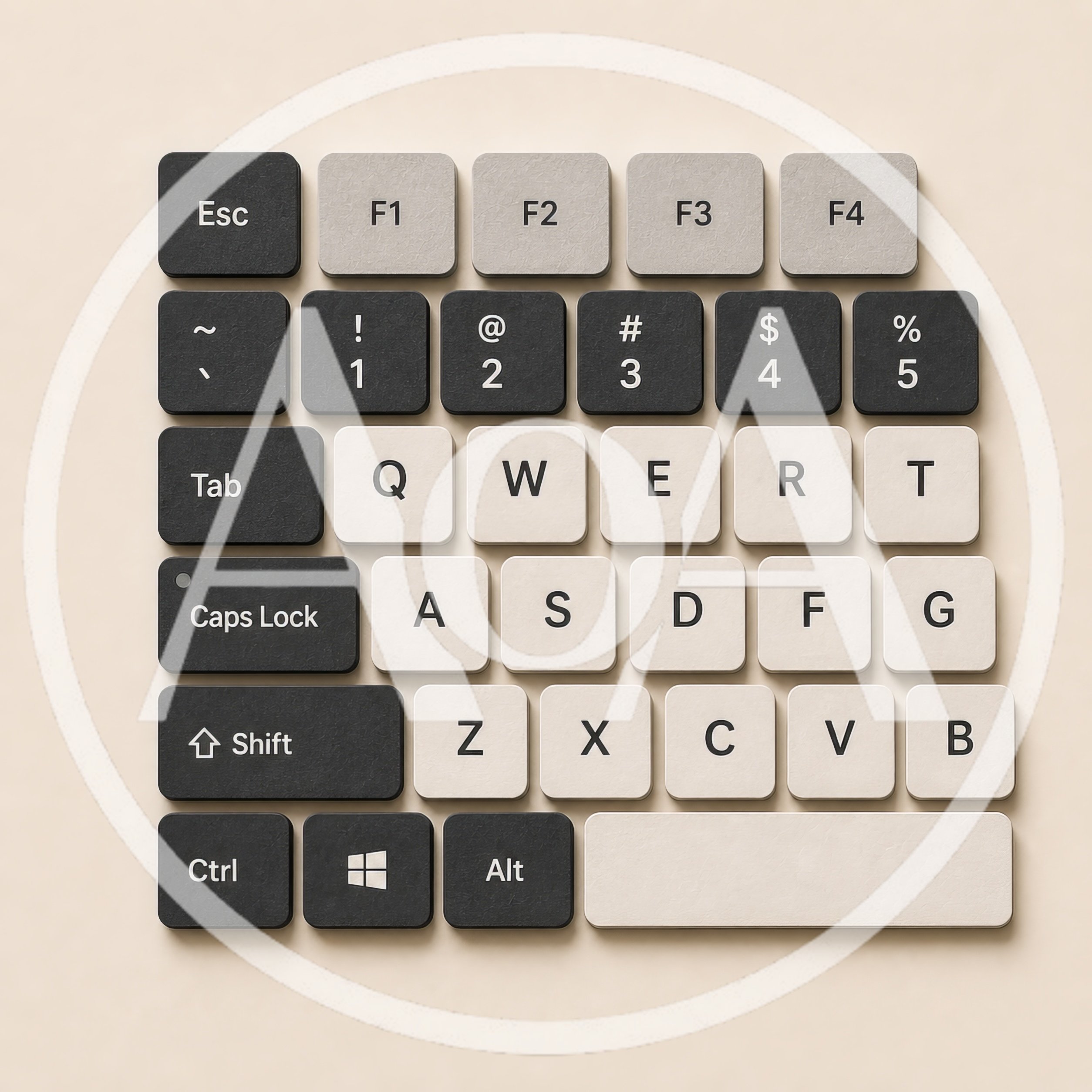 Top Down View Of A Minimalist Mechanical Keyboard Layout