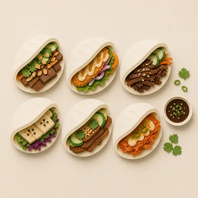 Paper Craft Style Asian Bao Buns Set