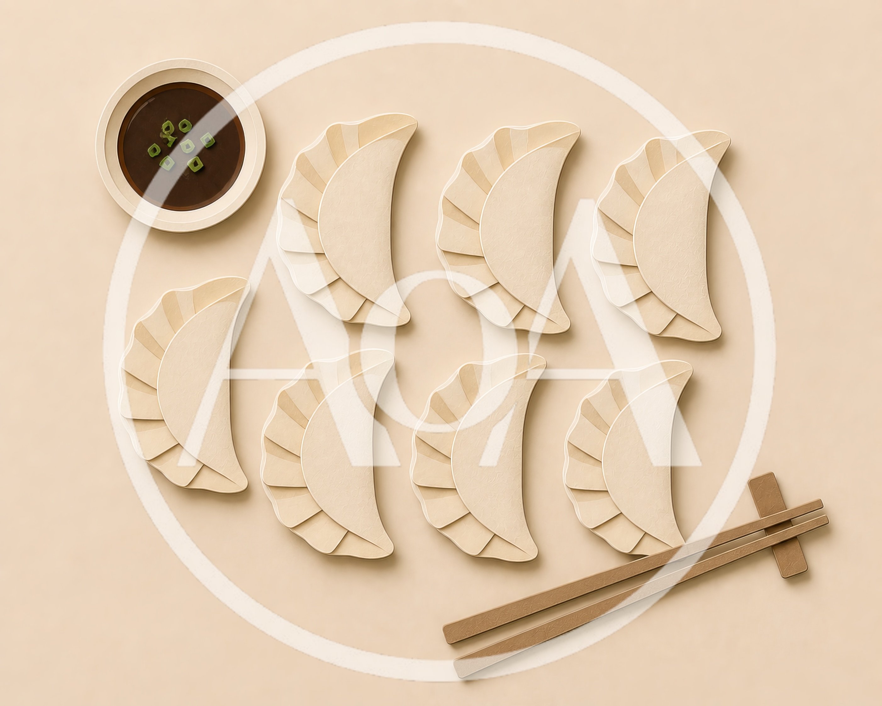 Top View Of Dumplings With Soy Sauce And Chopsticks