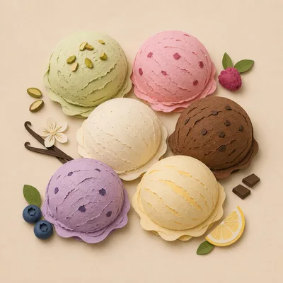 Paper Craft Ice Cream Scoops With Ingredients