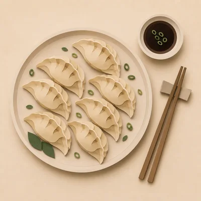Paper Craft Dumplings On A Plate With Chopsticks