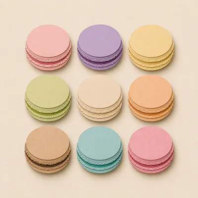 Top View Of Nine Colorful Paper Macarons