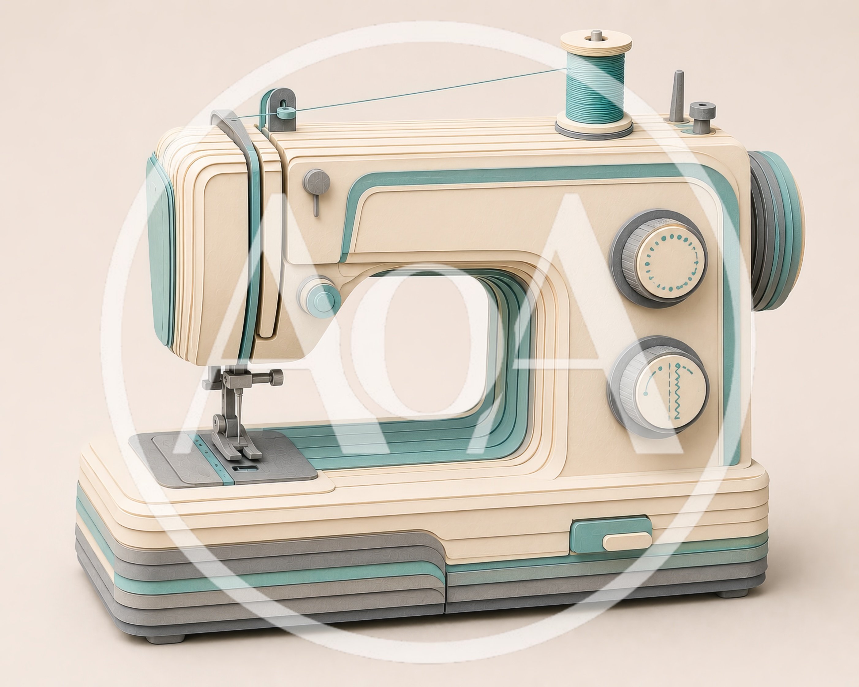 Minimalist 3D Rendered Sewing Machine