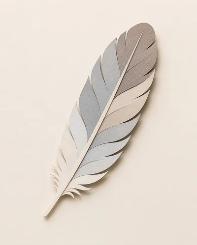 Minimalist Paper Cutout Feather Illustration