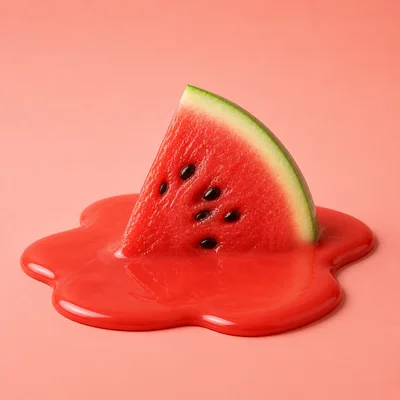 Melting Watermelon Slice On A Pink Background