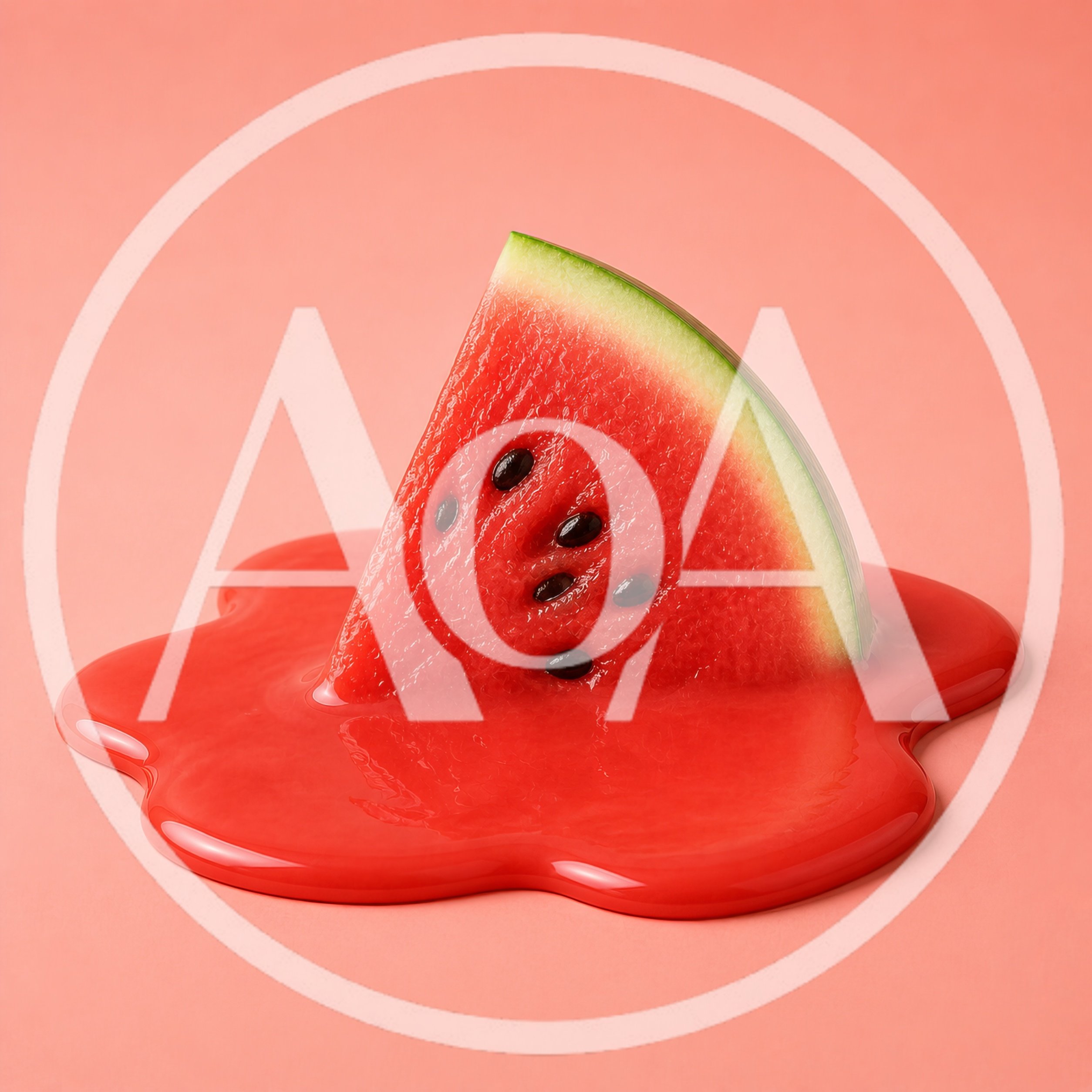 Melting Watermelon Slice On A Pink Background