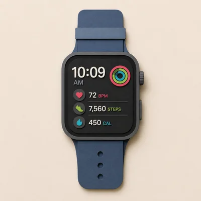Digital Smartwatch Display Showing Health And Fitness Metrics
