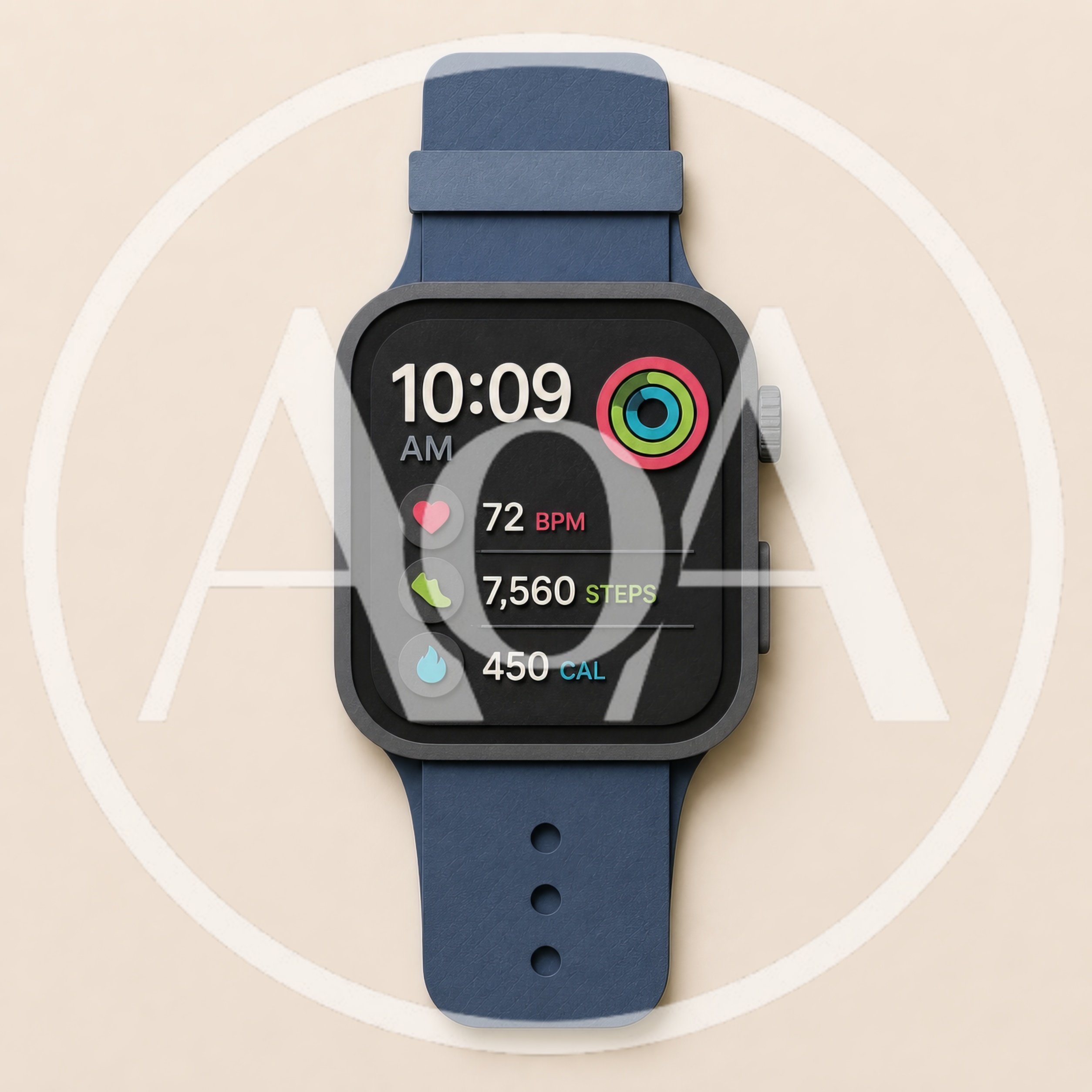 Digital Smartwatch Display Showing Health And Fitness Metrics