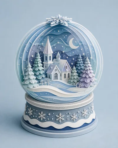 Papercraft Snow Globe With Winter Village Scene
