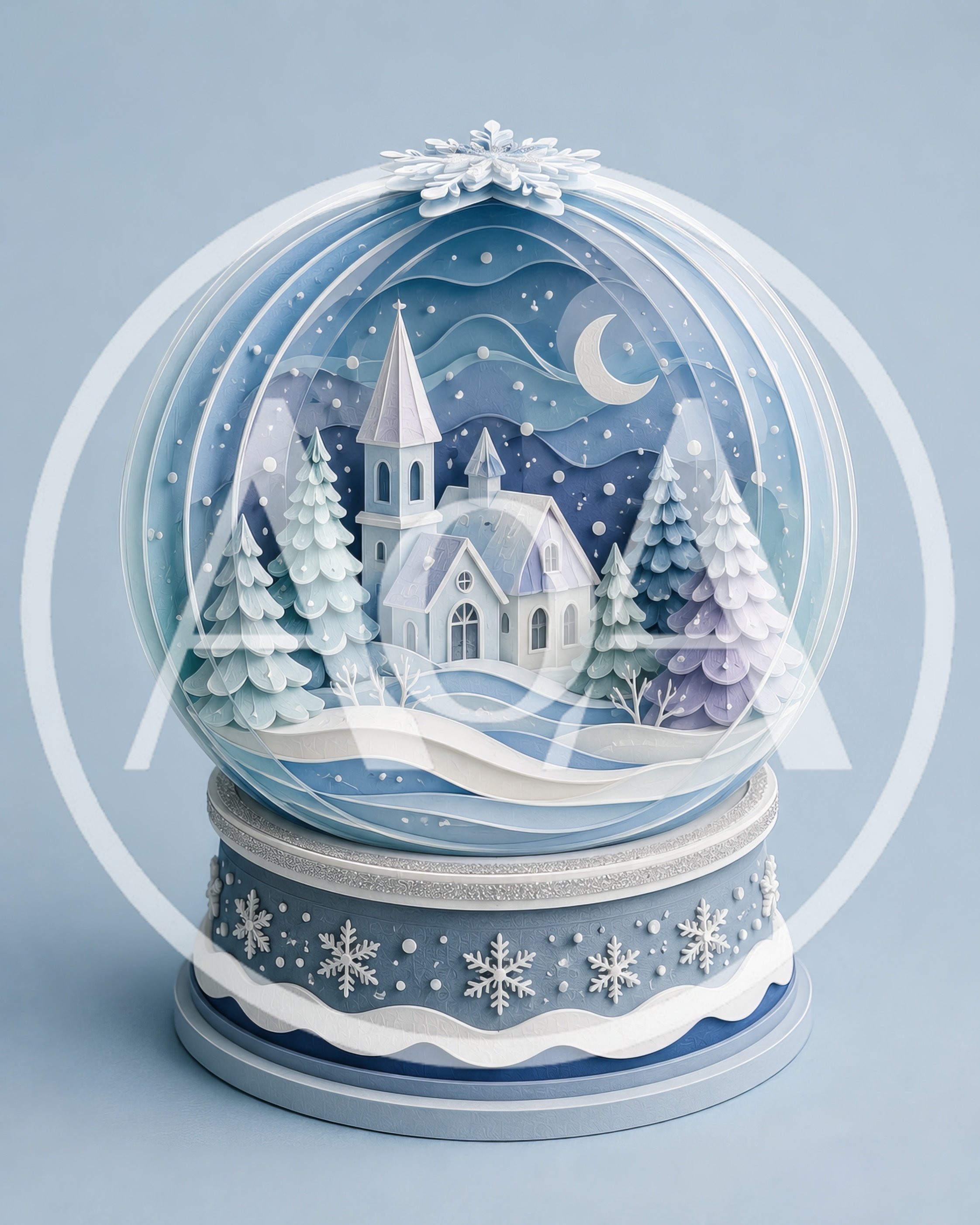 Papercraft Snow Globe With Winter Village Scene