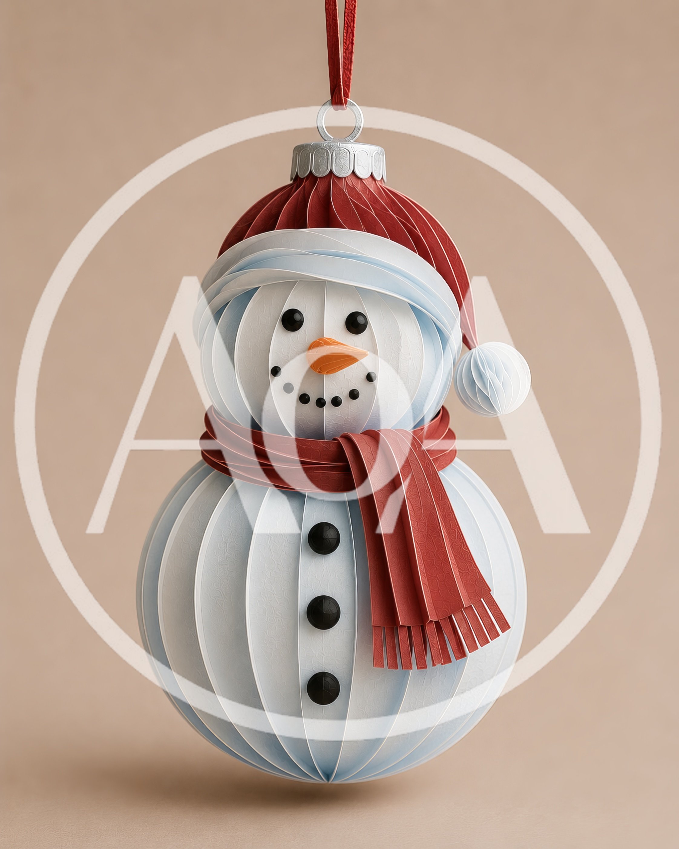 Paper Craft Snowman Christmas Ornament Hanging