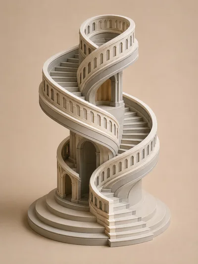 Architectural Model Of A Spiral Staircase