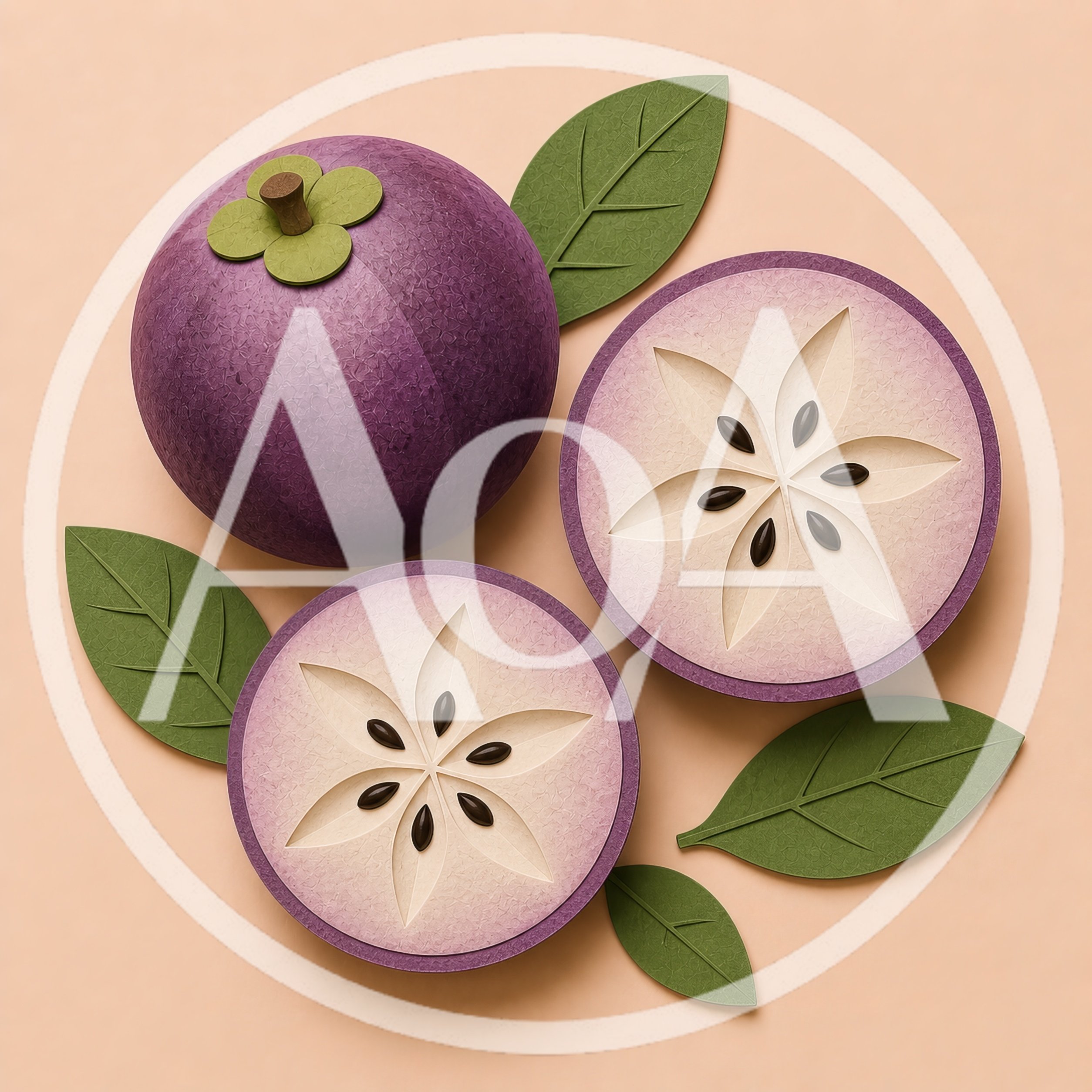 Paper Craft Star Apple Fruit Composition