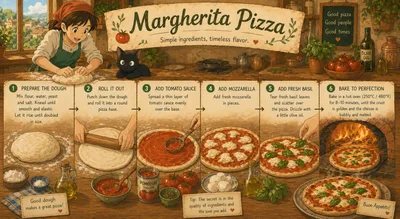 Illustrated Margherita Pizza Recipe Step By Step Guide