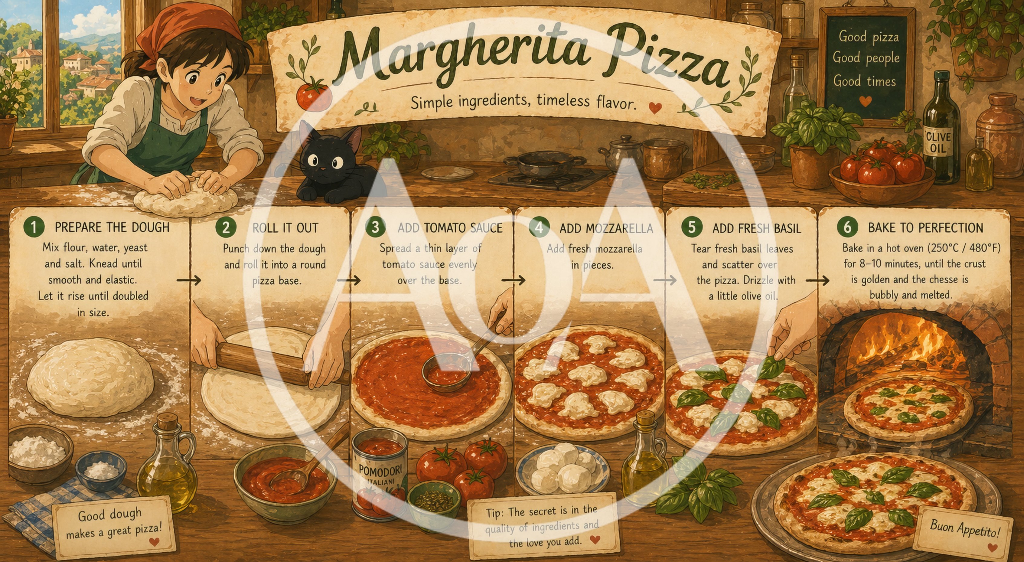 Illustrated Margherita Pizza Recipe Step By Step Guide