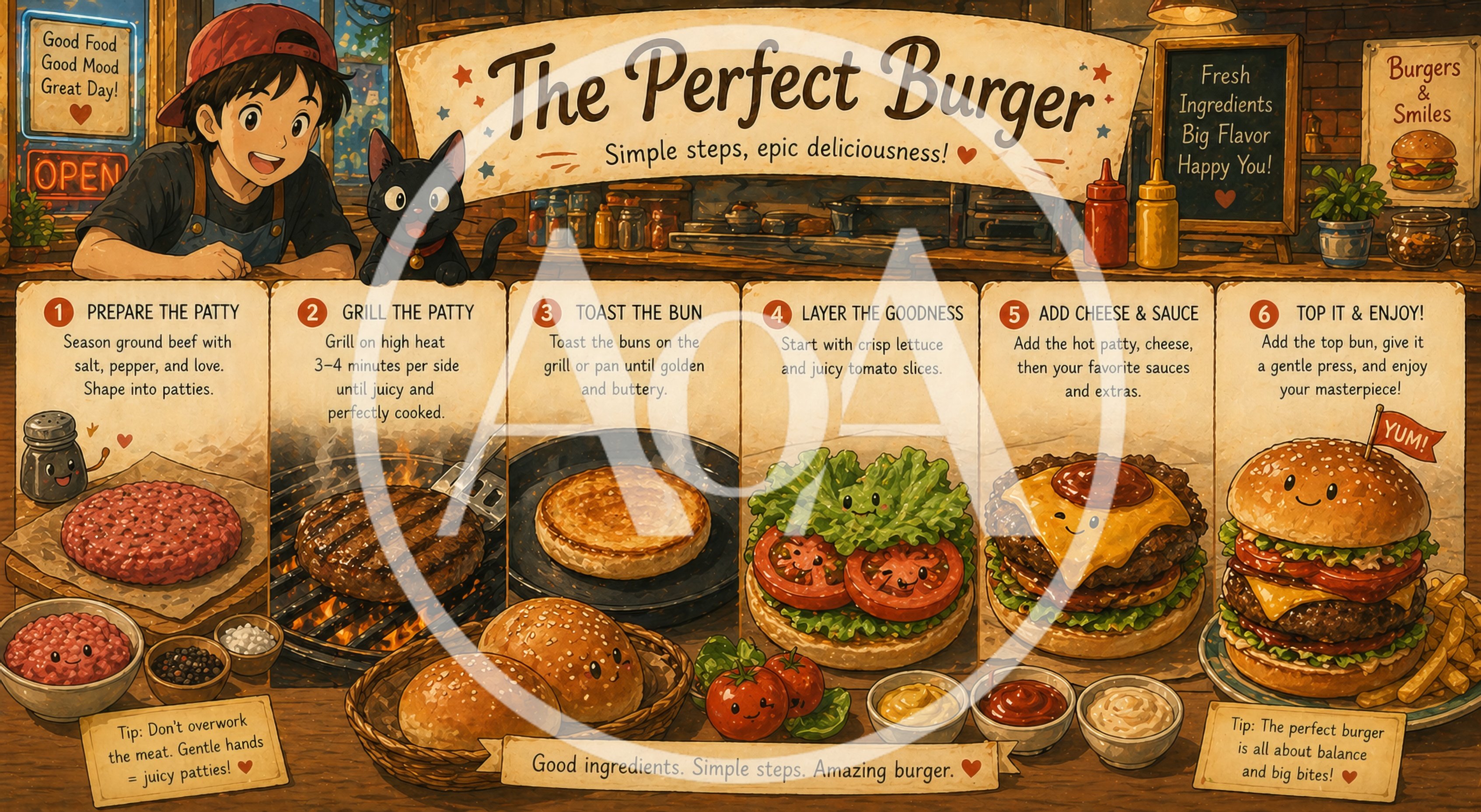 Illustrated Guide To Making The Perfect Burger