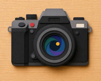 Paper Cutout Style Camera Illustration