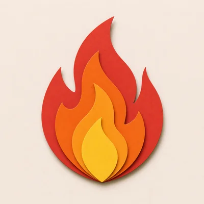 Layered Paper Cutout Flame Illustration