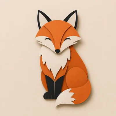 Paper Cutout Illustration Of A Sitting Fox