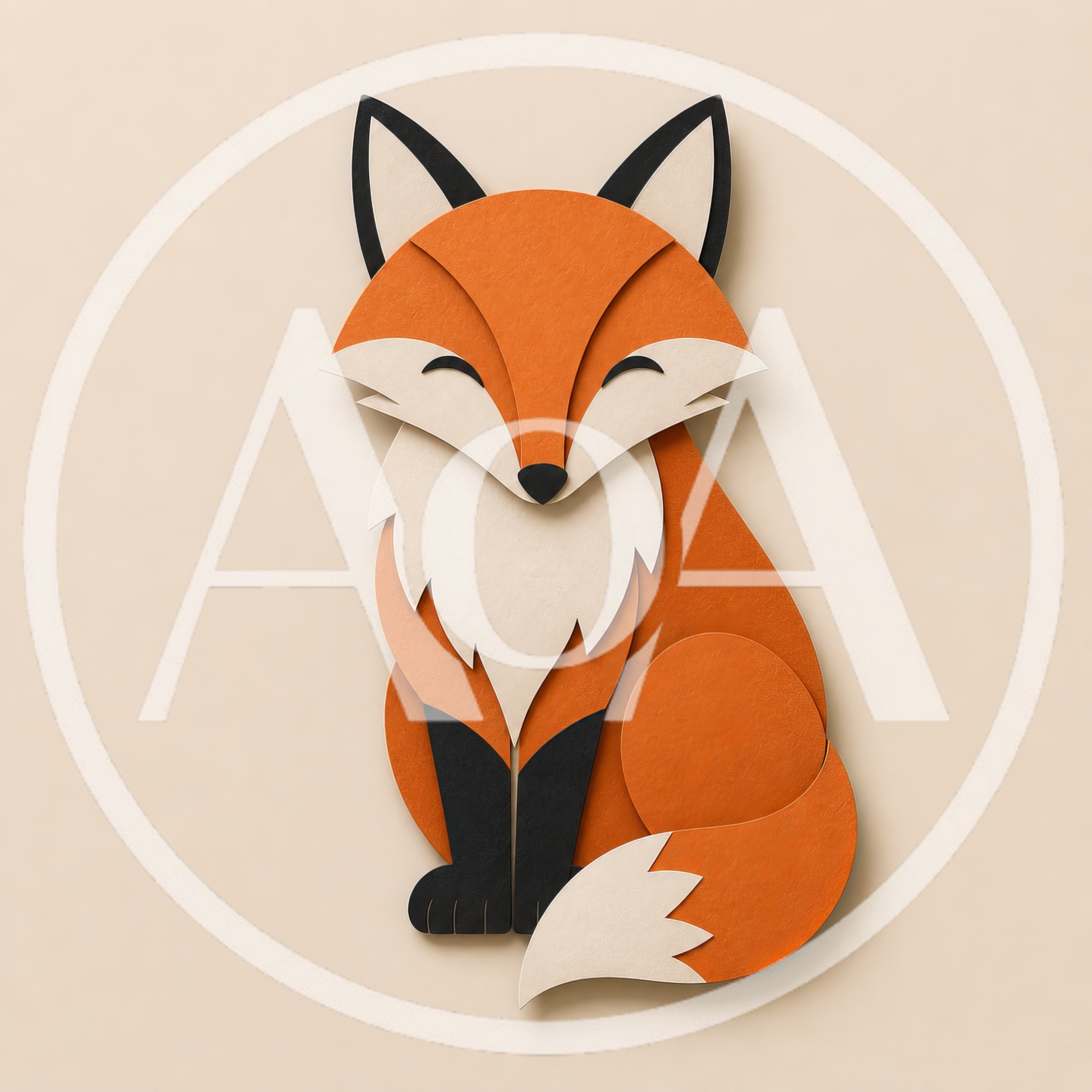 Paper Cutout Illustration Of A Sitting Fox