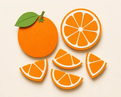 Paper Cutout Orange Fruit Illustration
