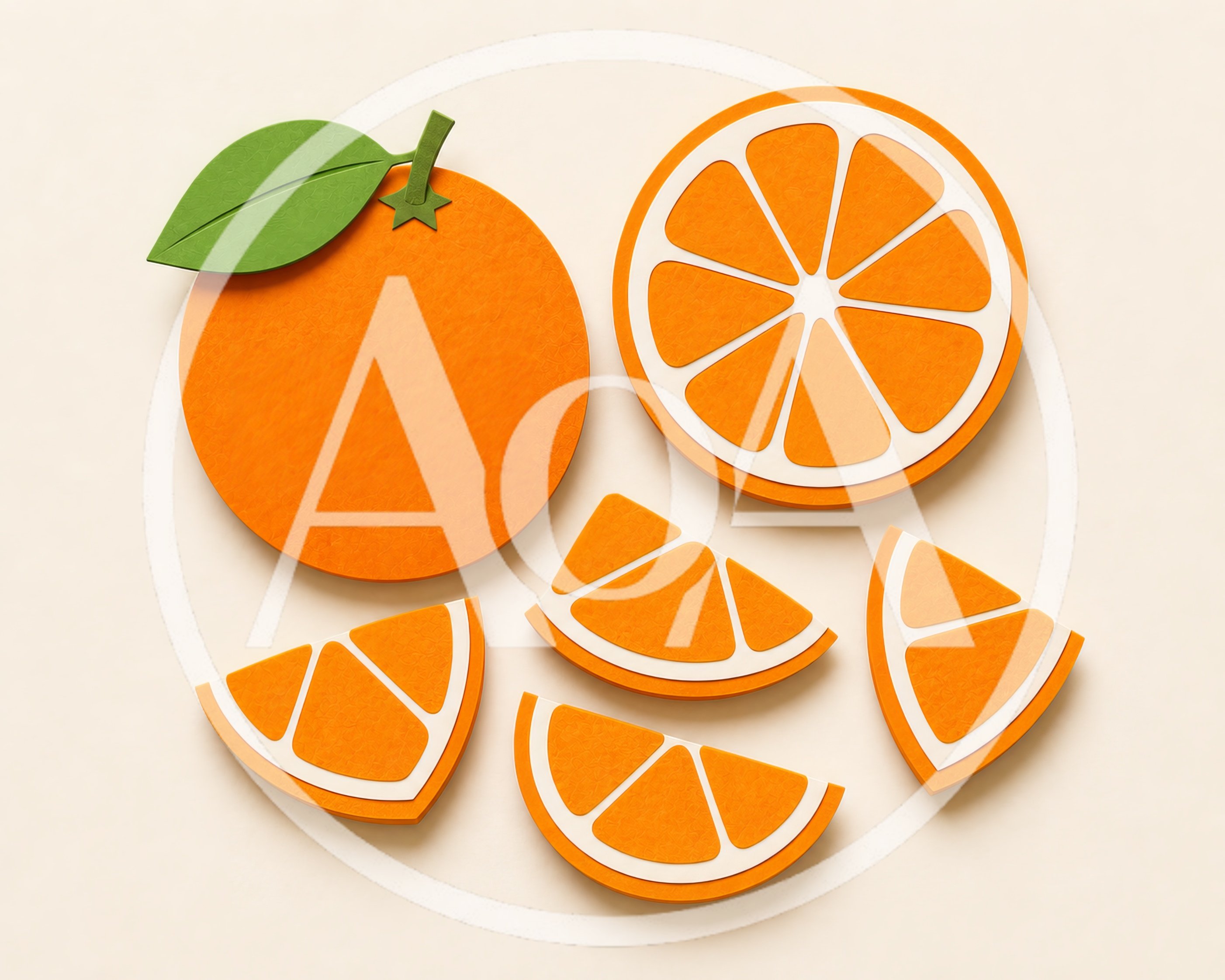 Paper Cutout Orange Fruit Illustration