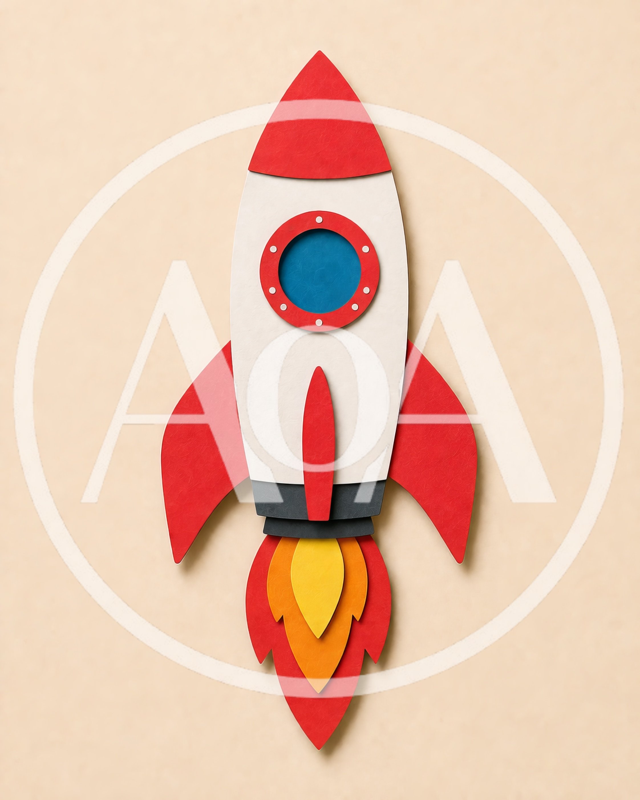 Paper Cutout Rocket Ship Illustration
