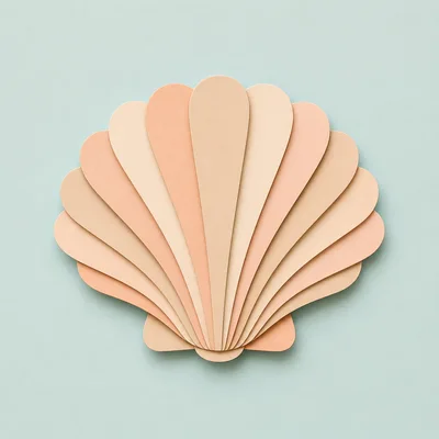 Paper Cutout Seashell Illustration On Pastel Background
