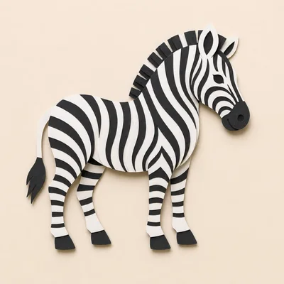 Paper Cutout Zebra Illustration On Beige Background