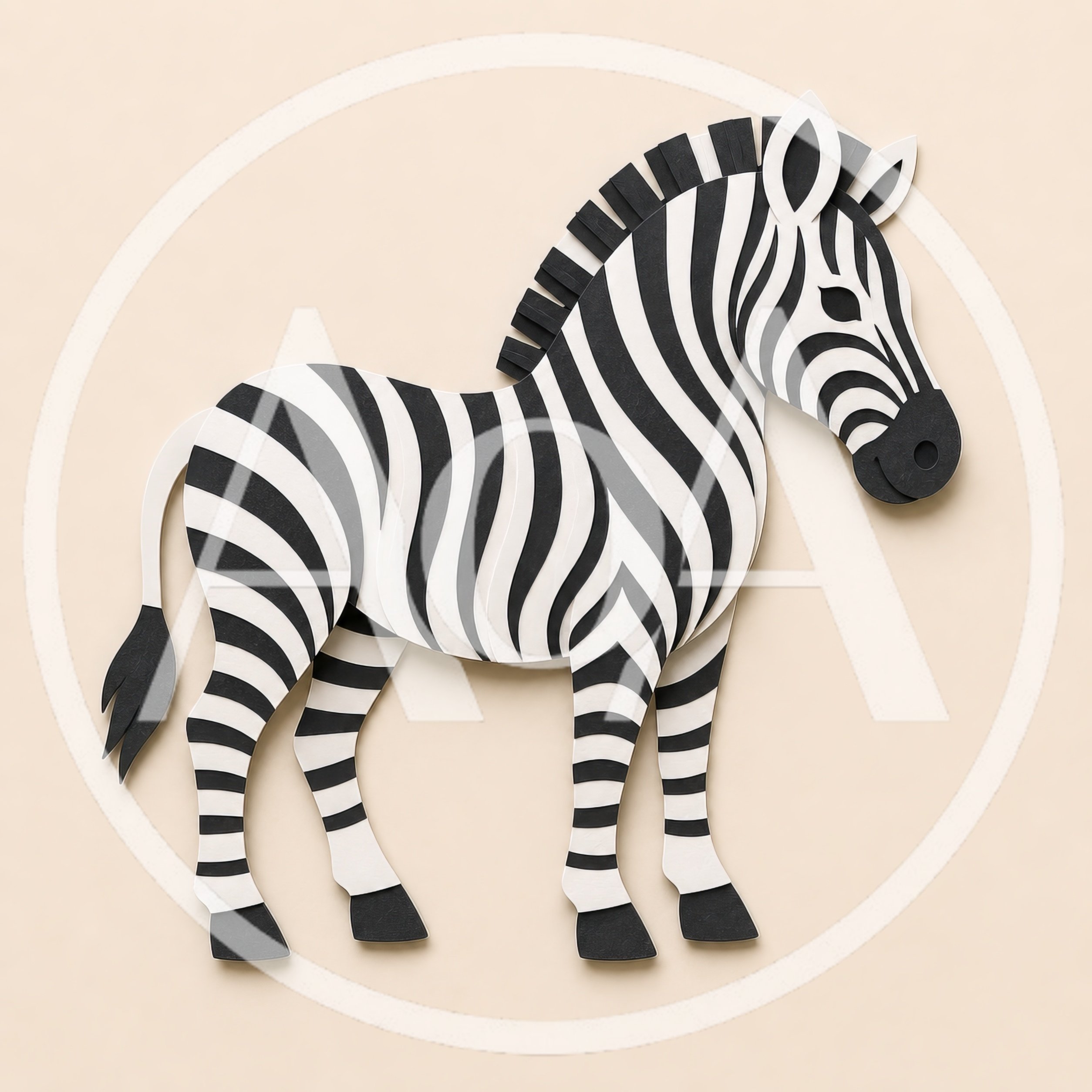 Paper Cutout Zebra Illustration On Beige Background