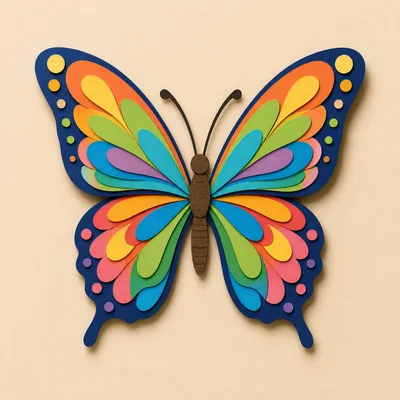 Paper Cutout Butterfly With Colorful Layered Wings