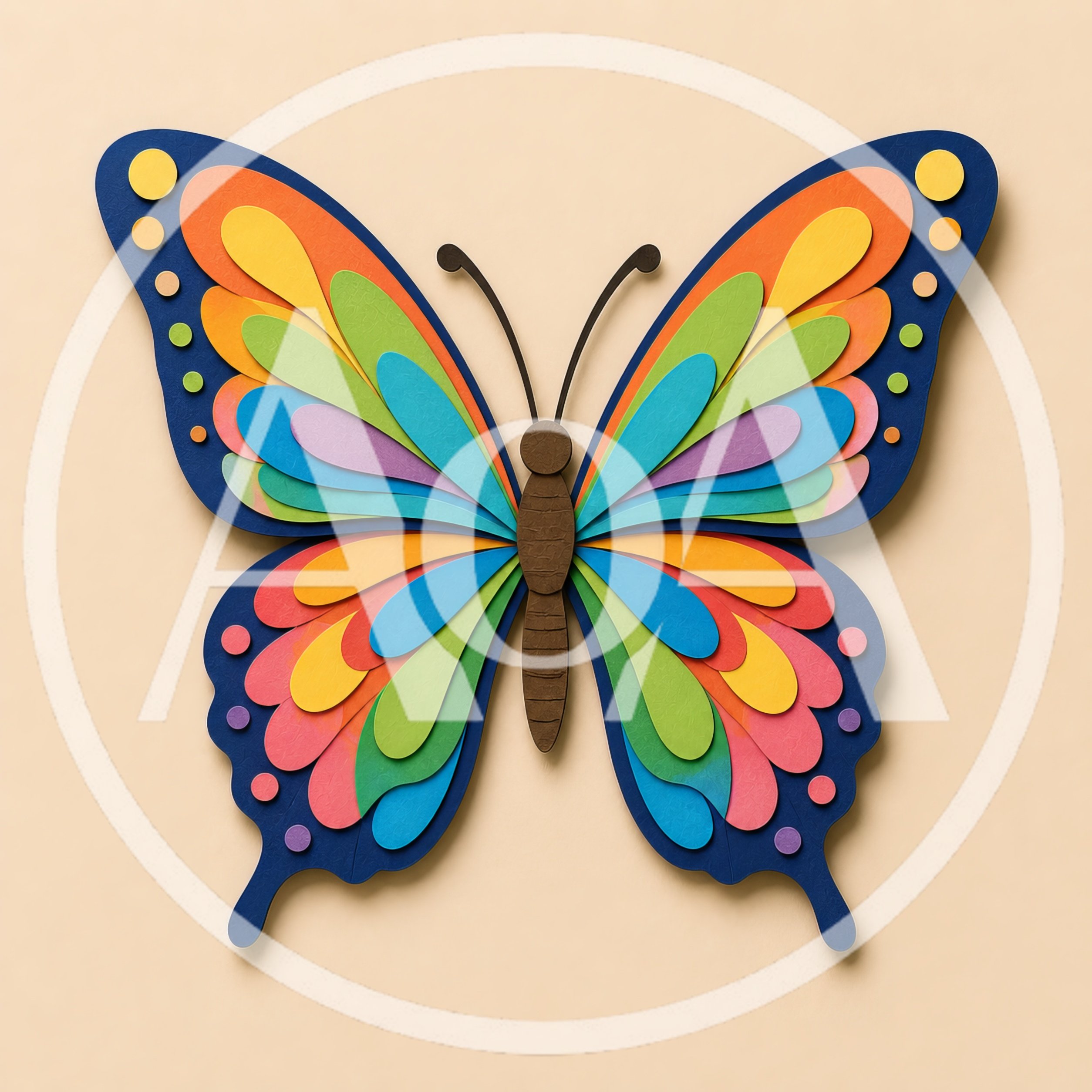 Paper Cutout Butterfly With Colorful Layered Wings