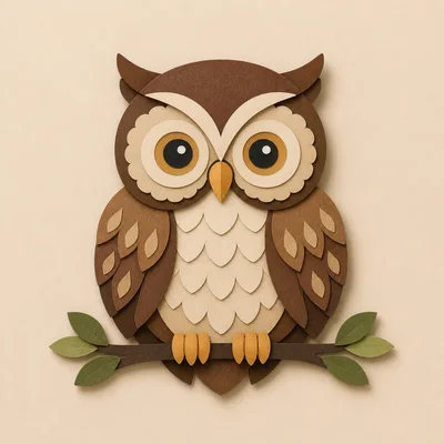Paper Craft Owl Perched On A Branch