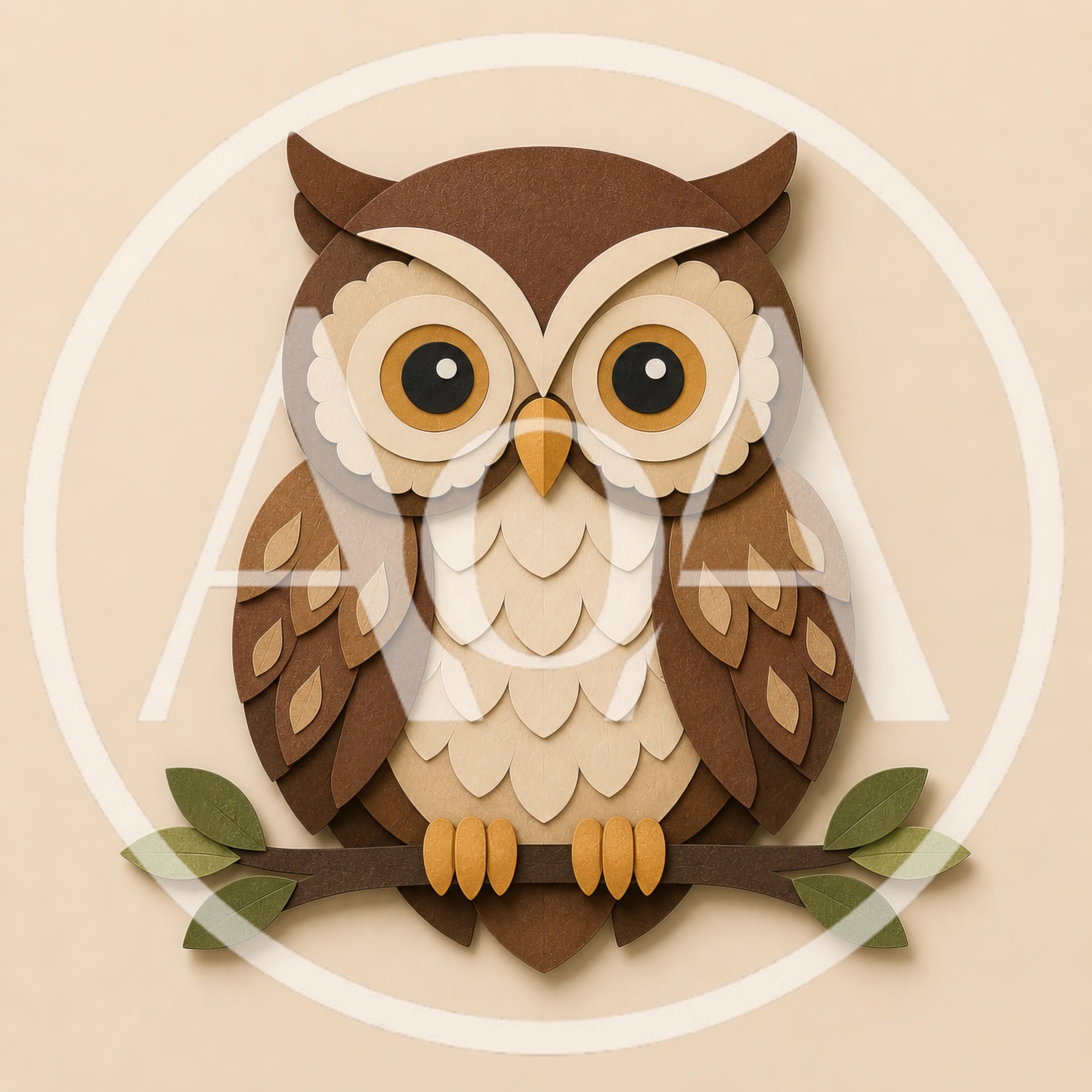 Paper Craft Owl Perched On A Branch