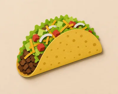 Paper Cutout Style Taco Illustration