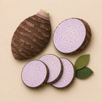 Paper Craft Taro Root Illustration