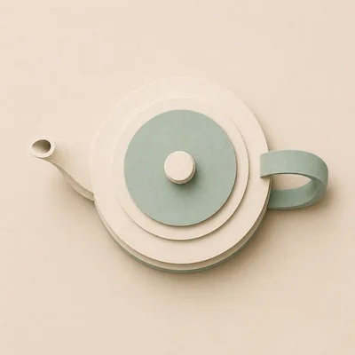 Minimalist Paper Craft Teapot Illustration