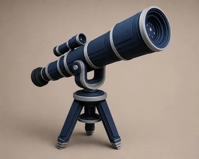 Stylized Blue Astronomical Telescope On A Tripod