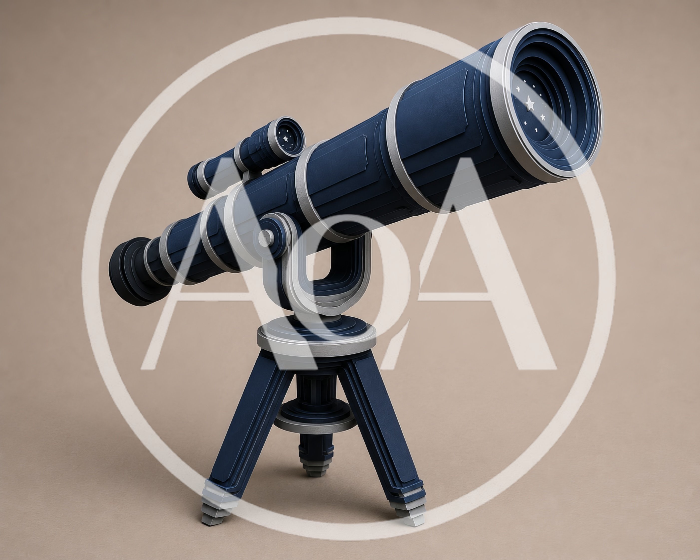 Stylized Blue Astronomical Telescope On A Tripod