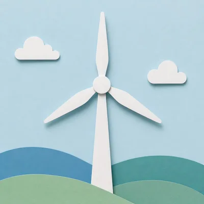 Paper Cutout Wind Turbine Illustration