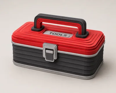 3D Rendered Red And Black Plastic Toolbox