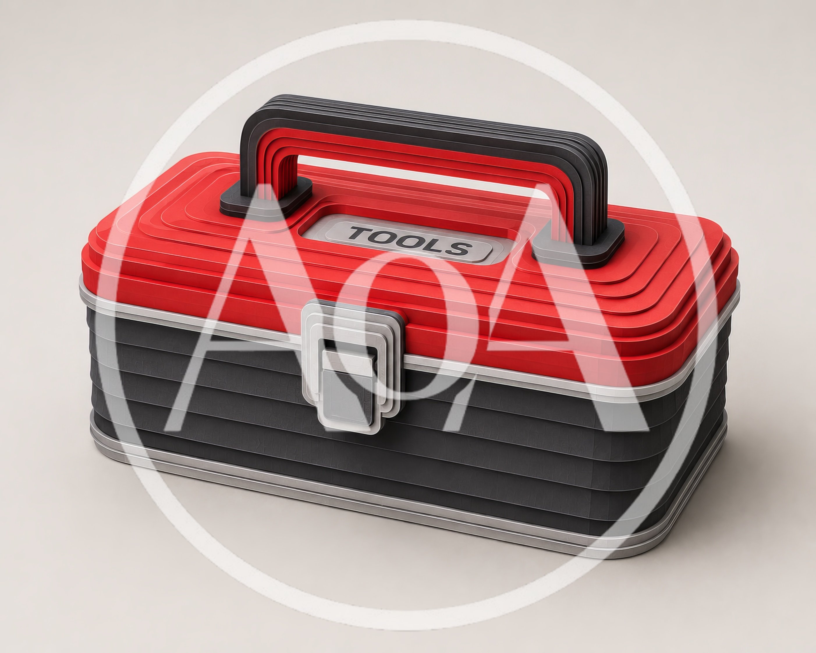 3D Rendered Red And Black Plastic Toolbox