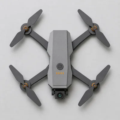 Top Down View Of A Modern Grey Drone