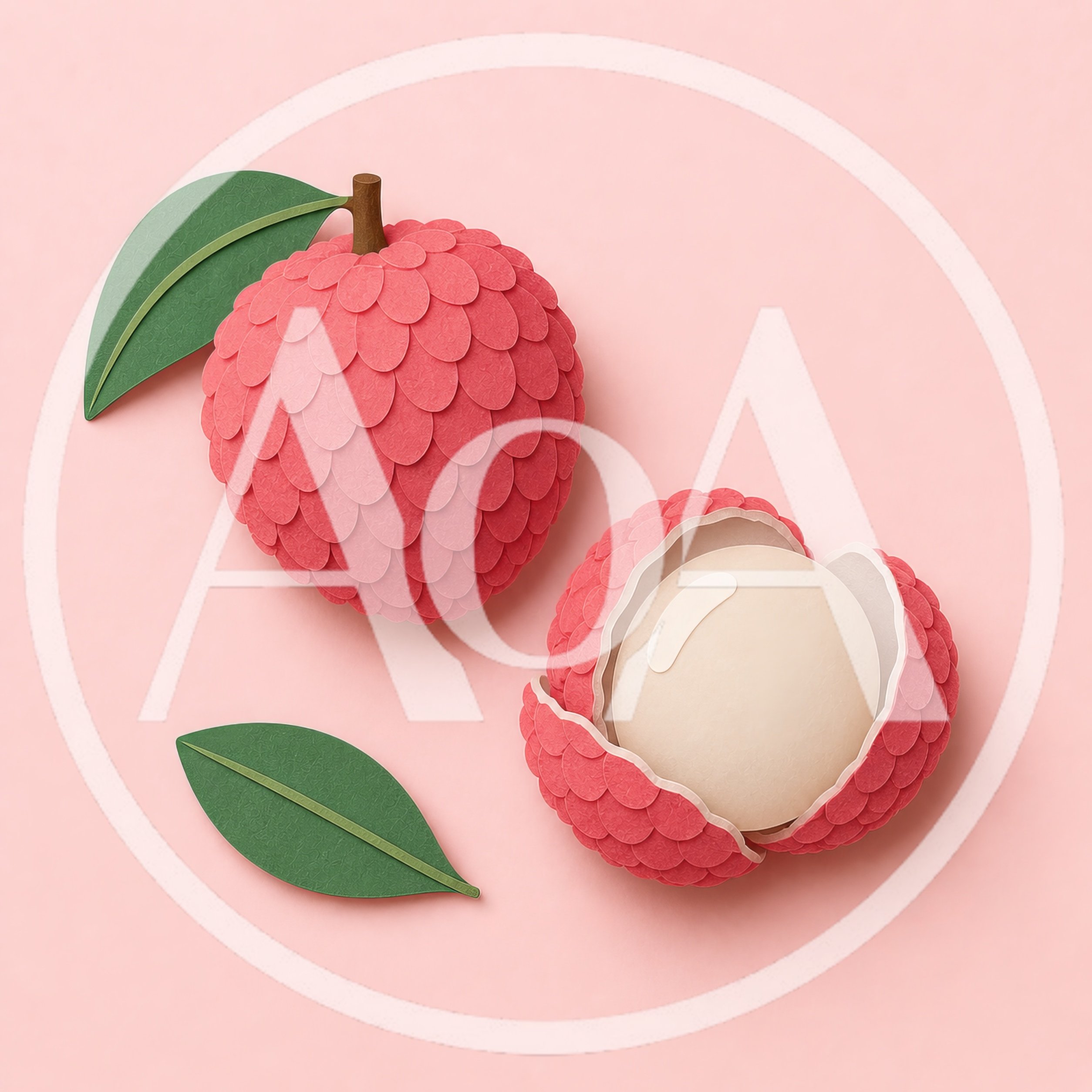 Paper Craft Lychee Fruit Illustration