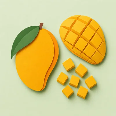 Paper Craft Mango Fruit With Cubed Slices