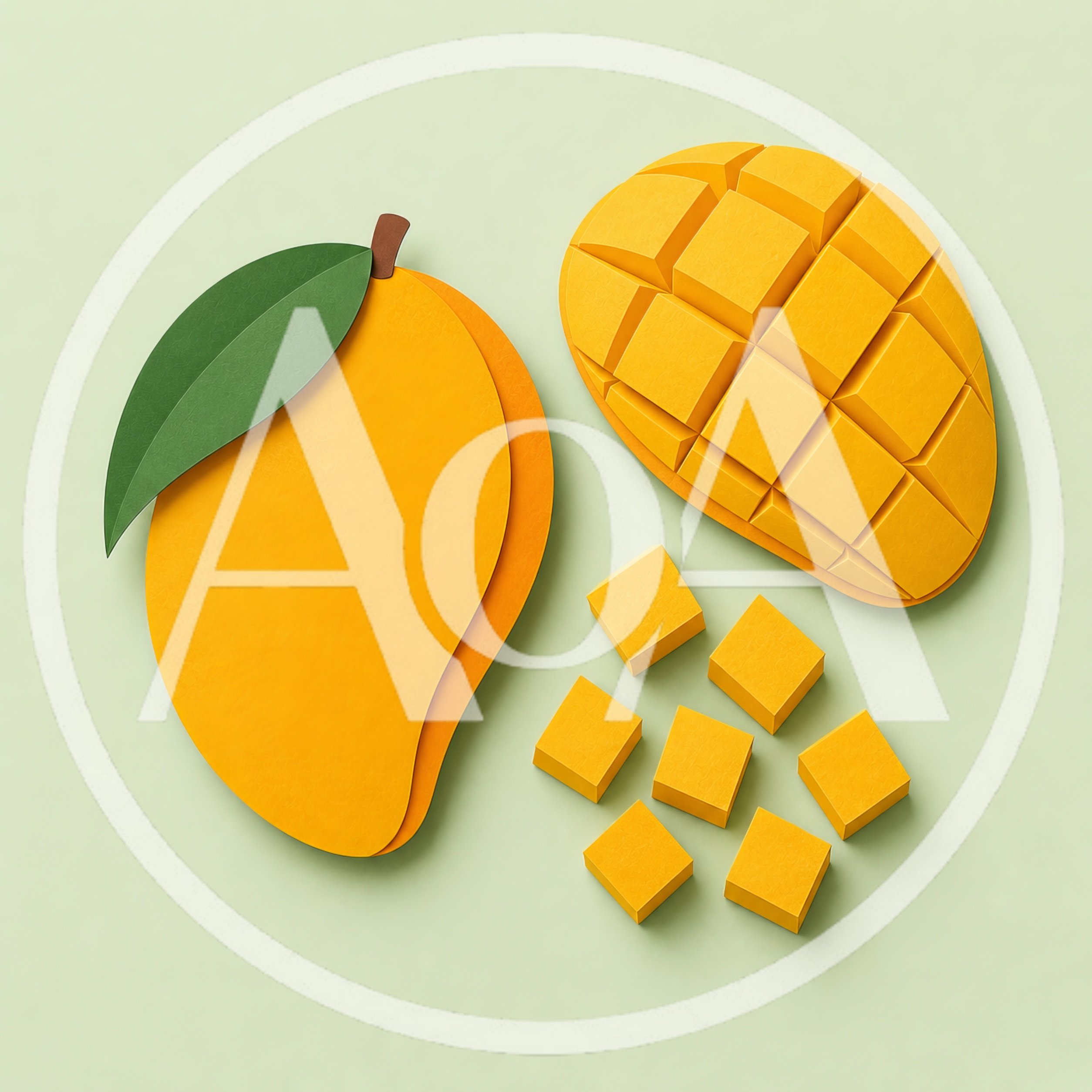 Paper Craft Mango Fruit With Cubed Slices