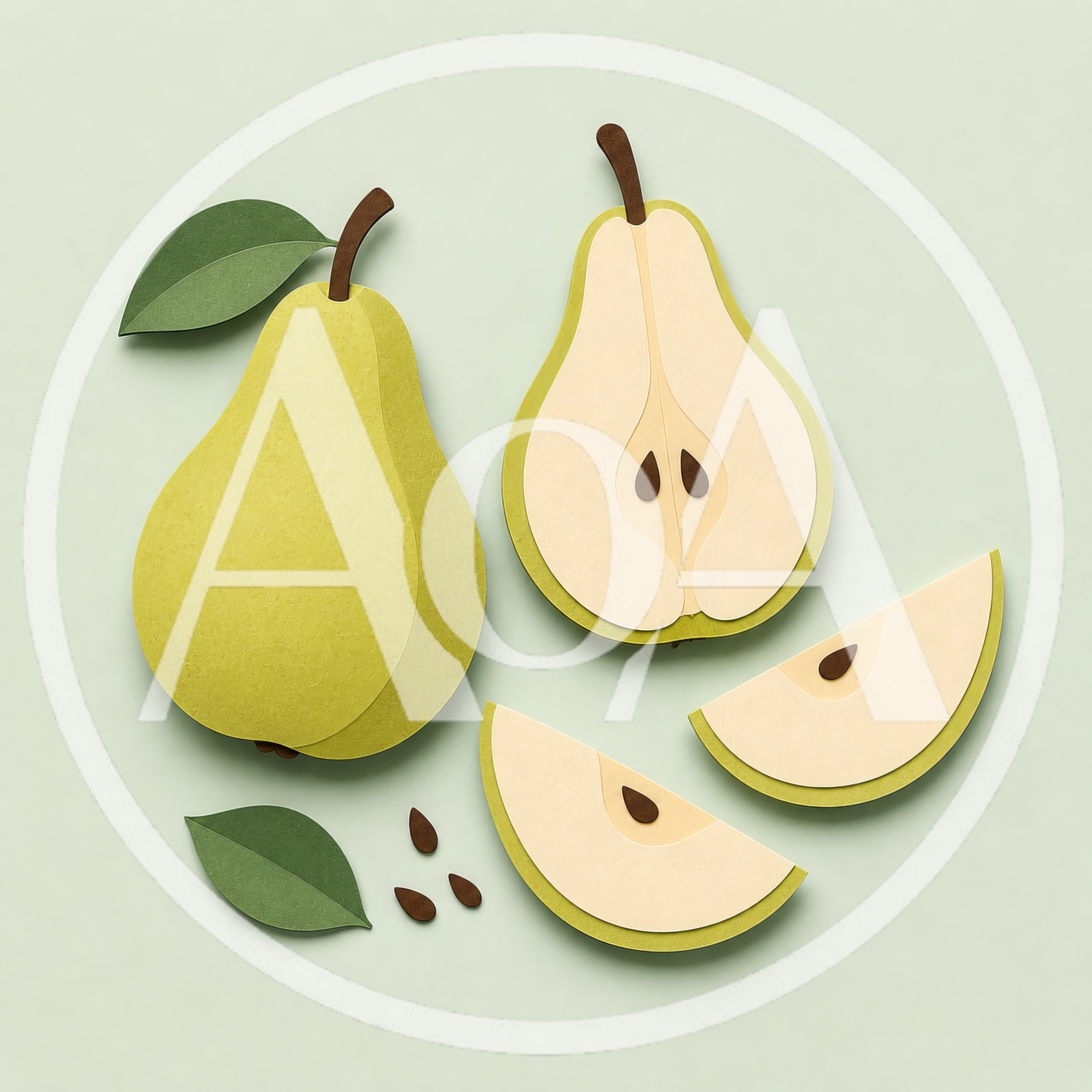 Paper Craft Pear Fruit Composition