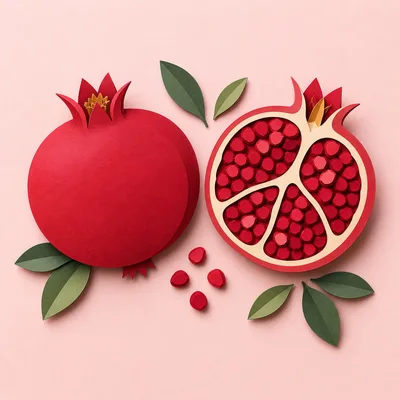 Paper Craft Pomegranate Fruit Illustration