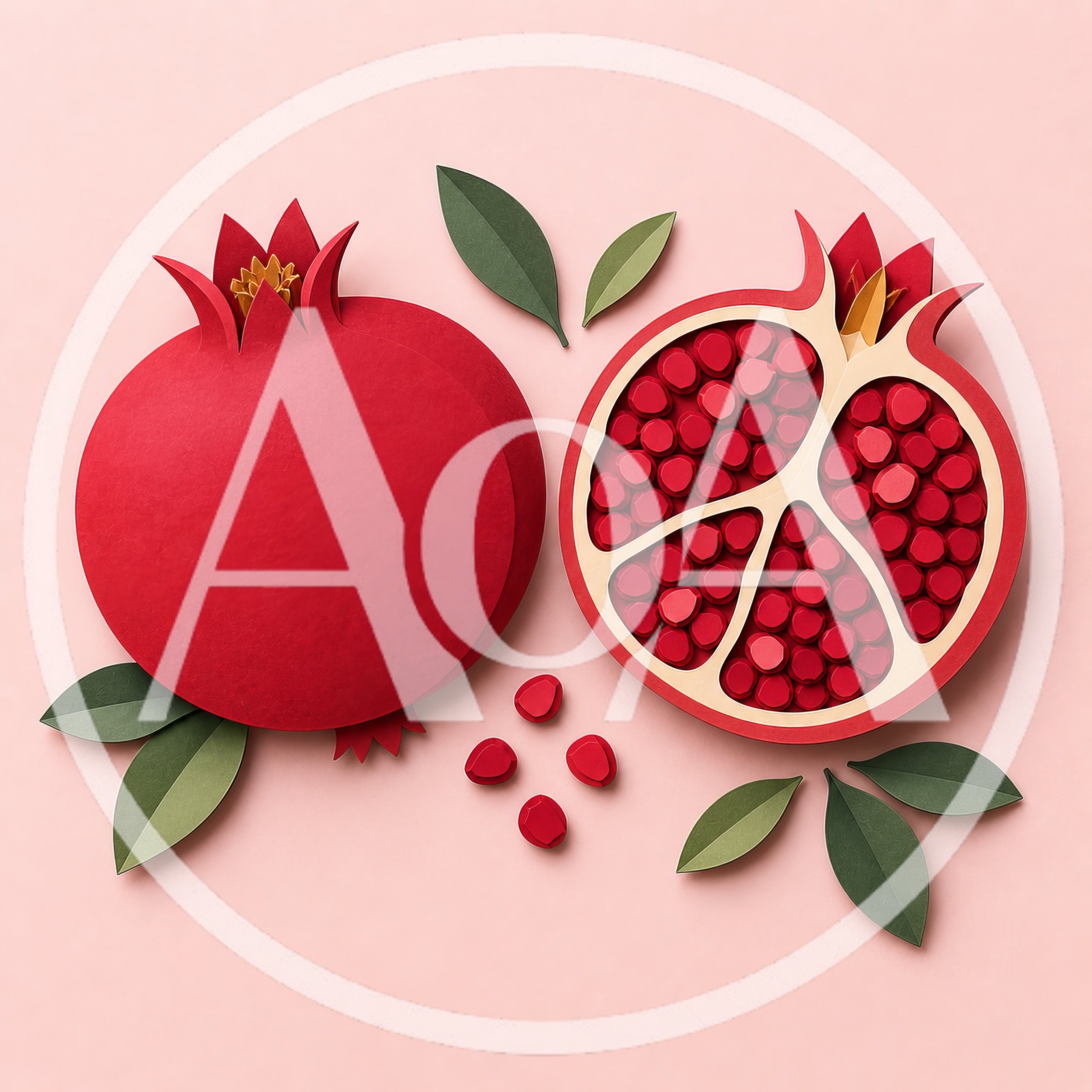 Paper Craft Pomegranate Fruit Illustration